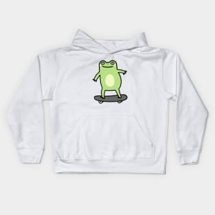 Frog on skateboard Kids Hoodie